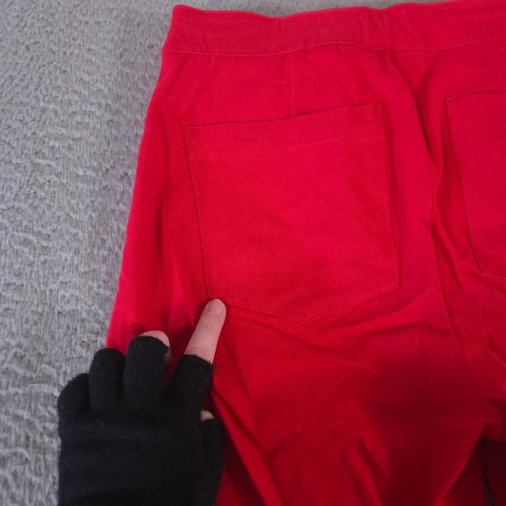 Spanx Pants Womens Medium Petite Red On The Go Ankle Flare Stretch Pockets - Picture 9 of 10